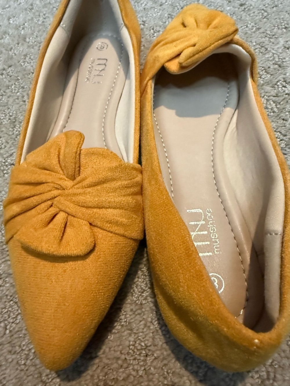 Musse & Cloud Mustard Bow Pointed Flats